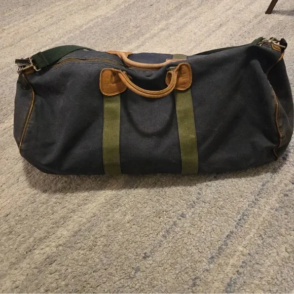 Vintage L.L. Bean Duffle Bag Canvas w/ Leather Sz XL - USA Made